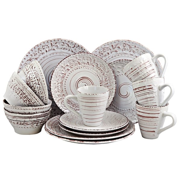 slide 2 of 5, Elama Coastal Sands Shell 16-piece Dinnerware Set