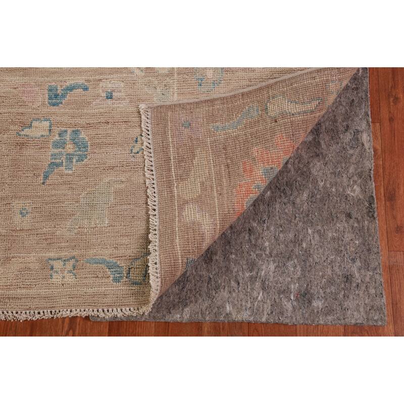 Hand Knotted Oriental 100% Wool Carpet Transitional All-Over Brown Oushak Area Rug - 12' 11'' X 9' 4''