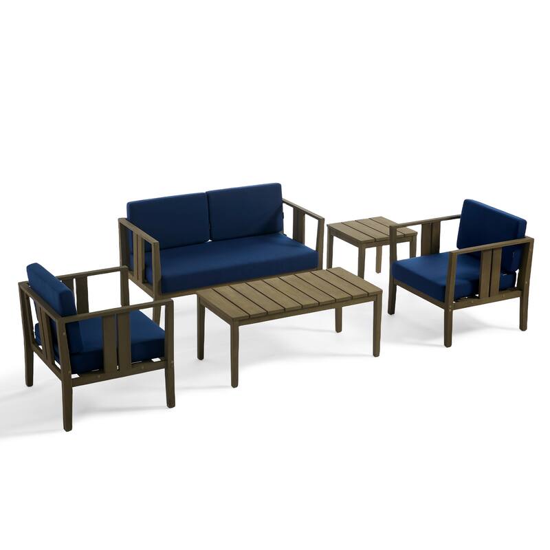 5-Piece Teak Wood Outdoor Conversation Set