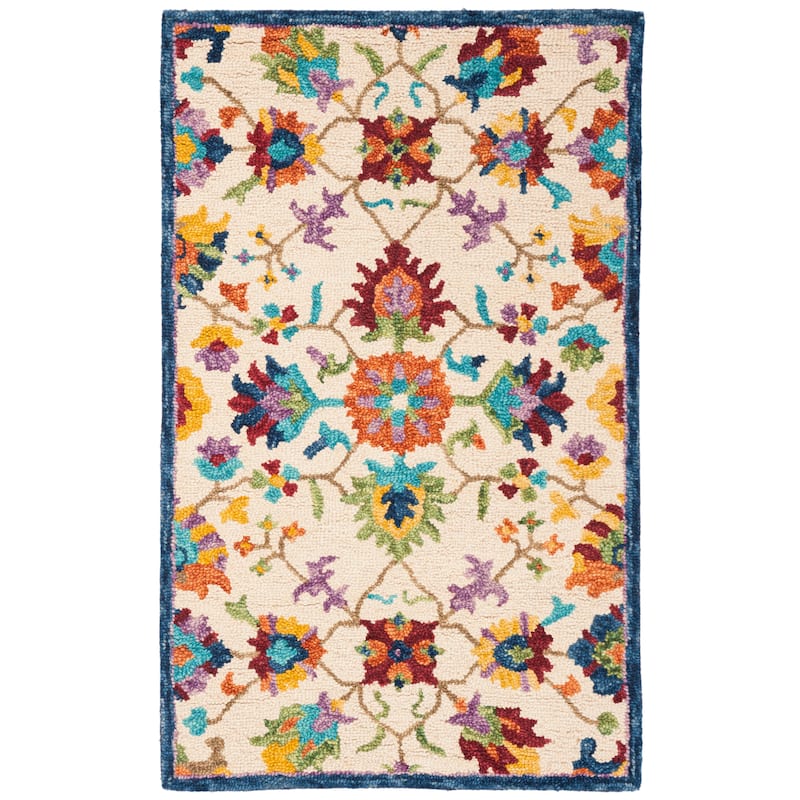 SAFAVIEH Handmade Aspen Argyroula Boho Tribal Wool Rug - 2'3" x 5' - Ivory/Blue