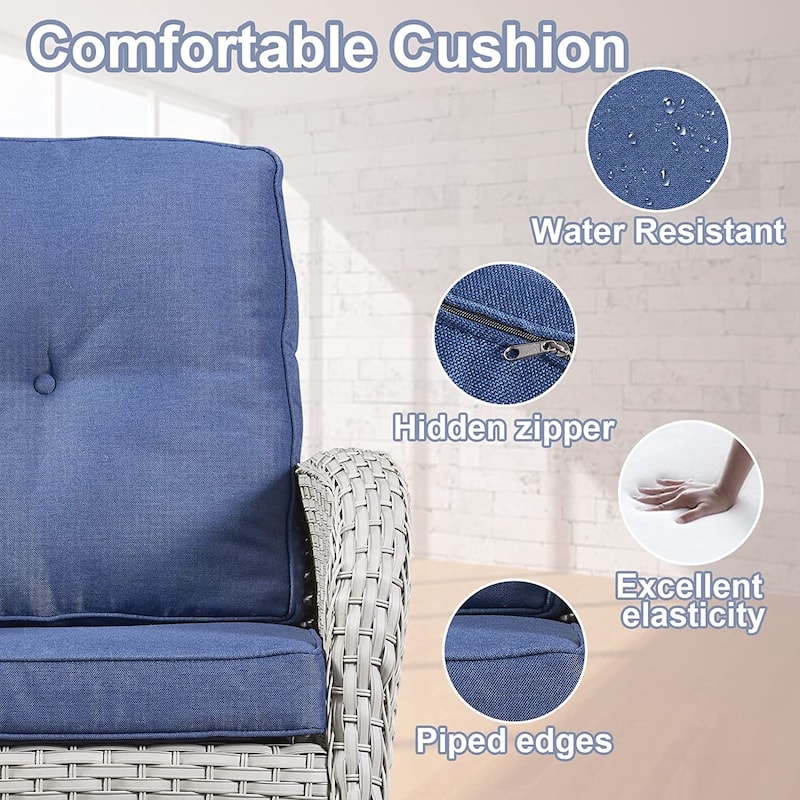 Gymojoy 4-piece Outdoor Sofa Chair Table Set with Cushion