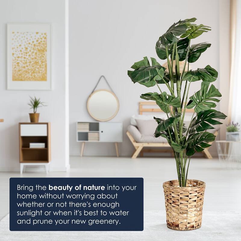 American Art Decor Artificial Faux Tree in White Tapered Ceramic Pot