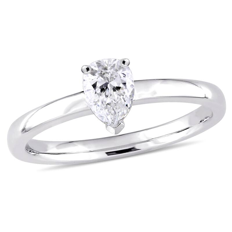 Miadora Signature Collection 14k White Gold 1/2ct TDW Pear-Cut Diamond Solitaire Engagement Ring
