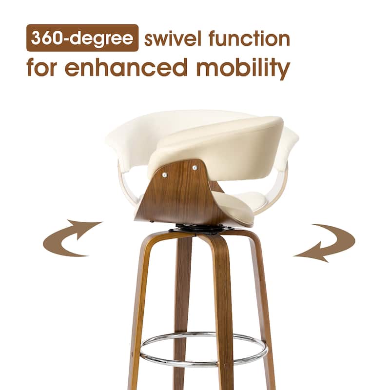 Glitzhome Set of 2 or 4 Modern Counter & Bar Height Wooden Swivel Bar Stools
