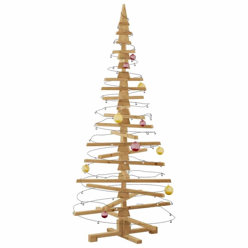vidaXL Wooden Christmas Tree with Stand Brown Solid pine wood