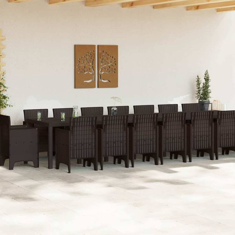 vidaXL Garden Dining Set 17 pcs Poly rattan - 157 x 39 x 29