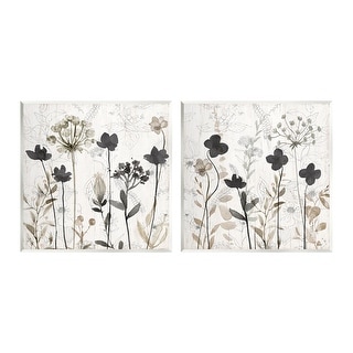Stupell Neutral Flower Hues Rustic Boho 2 Piece Wall Plaque Art Set by Livi Finn