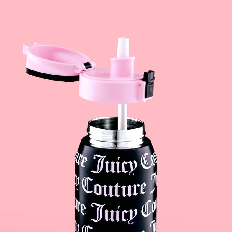 Juicy Couture Glam Getaway Hydration Stainless Steel Tumbler with Flip Top Lid