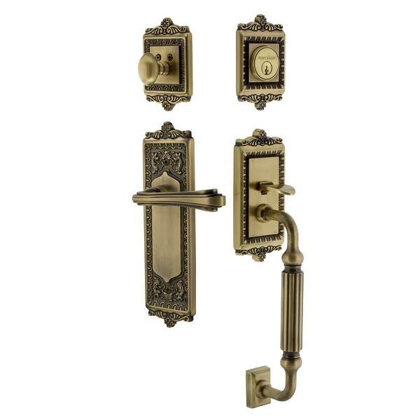 Nostalgic Warehouse EADFLR_ESET_234_FG_LH Egg & Dart Left Handed Sectional Single Cylinder Keyed Entry Handleset with F Grip