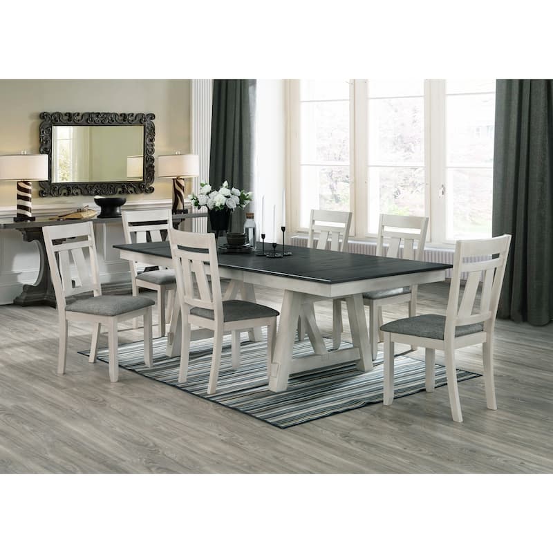 Freyya Chalk Gray Fabric Extendable Dining Room Set