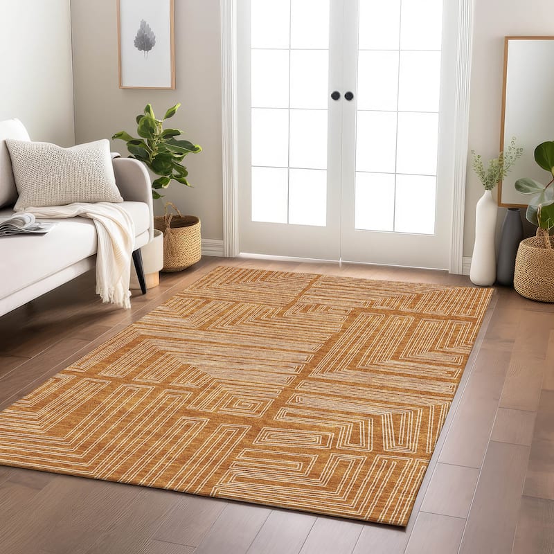 Machine Washable Indoor/ Outdoor Contemporary Stack Chantille Rug