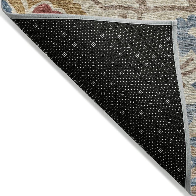 Machine Washable Indoor/Outdoor Floral Watercolor Chantille Rug