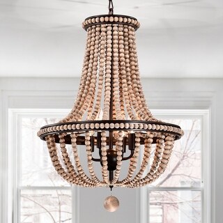 Morana 18 Inch Imitation Wood Bead Bohemian Chandelier 4 Light