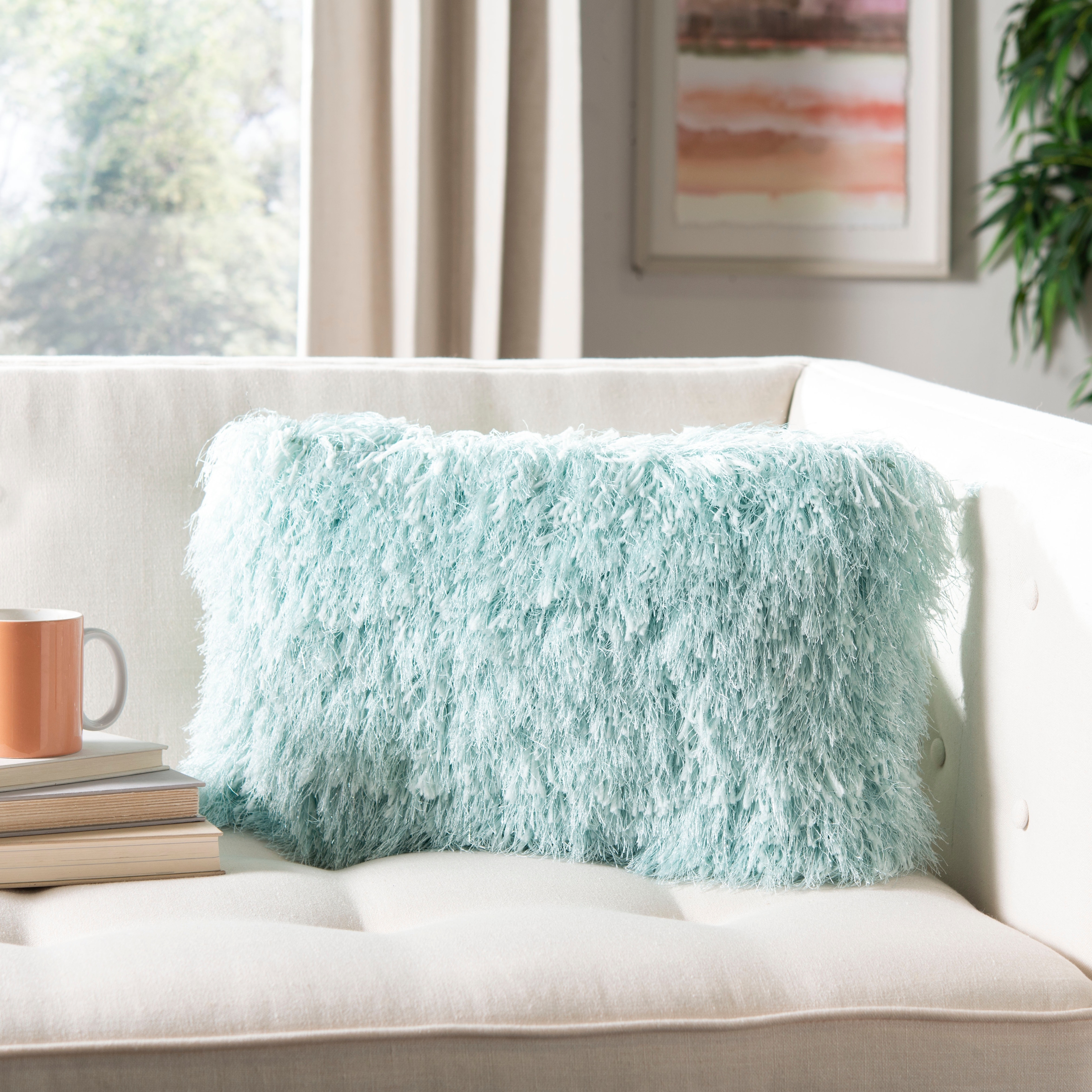 Light blue fur pillow 2025