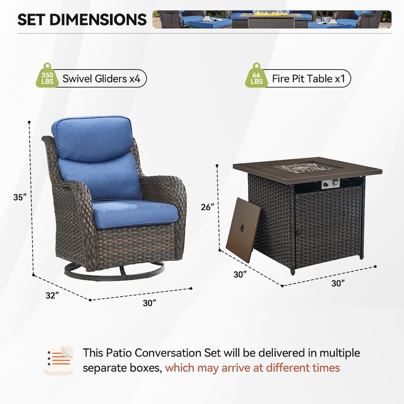 Pocassy Outdoor Swivel Chairs Patio Furniture Set