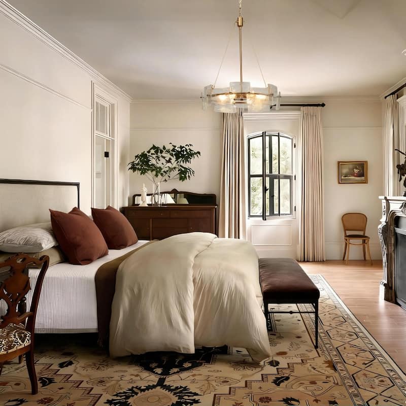 Modern Glam Gold 6-Light Drum Chandelier Textured Glass Pendant Light for Dining Room - D 20.5" x H 24"