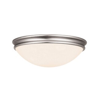 Access Lighting Atom - 1-Light 11" Flush Mount - Brushed Steel Finish - Opal Glass Shade