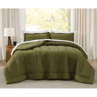 Brooklyn Loom Oversized Cotton Percale 3 Piece Comforter Set
