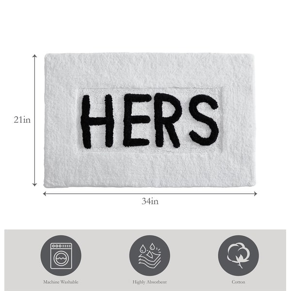 dimension image slide 3 of 10, Jean Pierre Novelty Cotton Bath Rug - 21"x34" - "His" & "Hers"