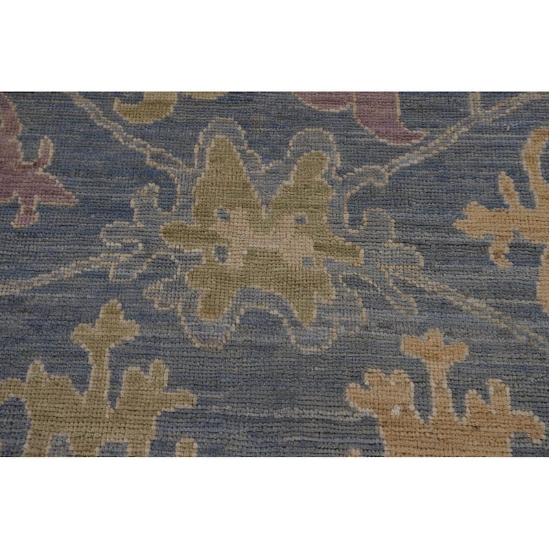 Vegetable Dye Blue Oushak Oriental Large Area Rug Handmade Wool Carpet - 10'5"x 13'8"