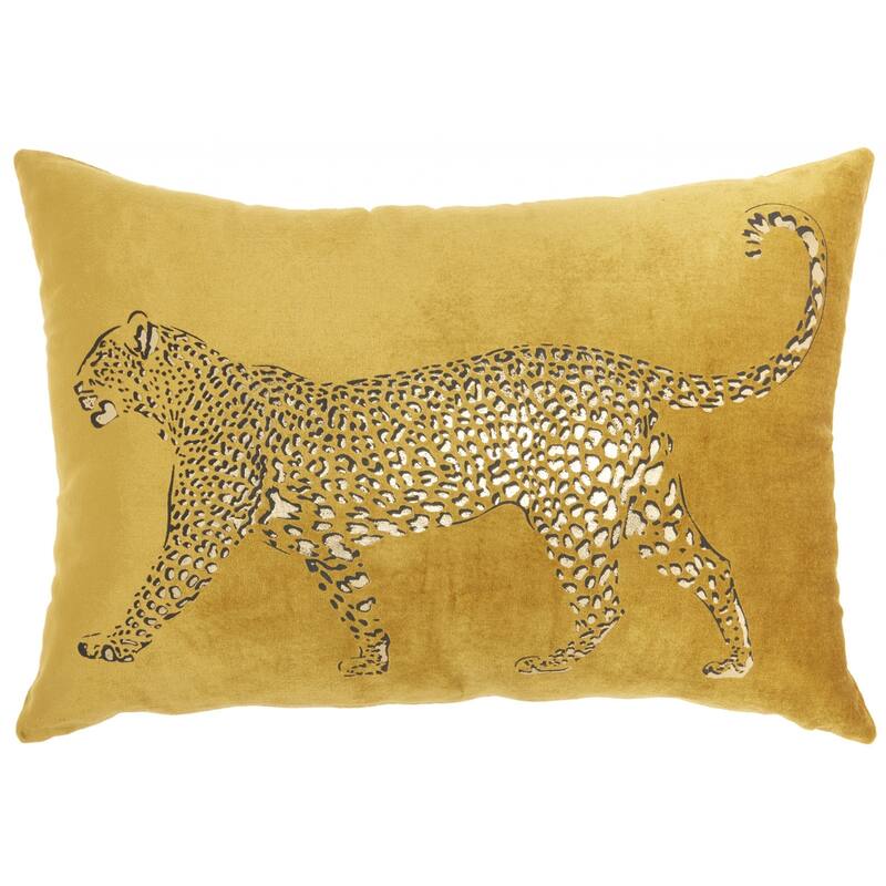 HomeRoots Bold Golden Leopard Lumbar Pillow