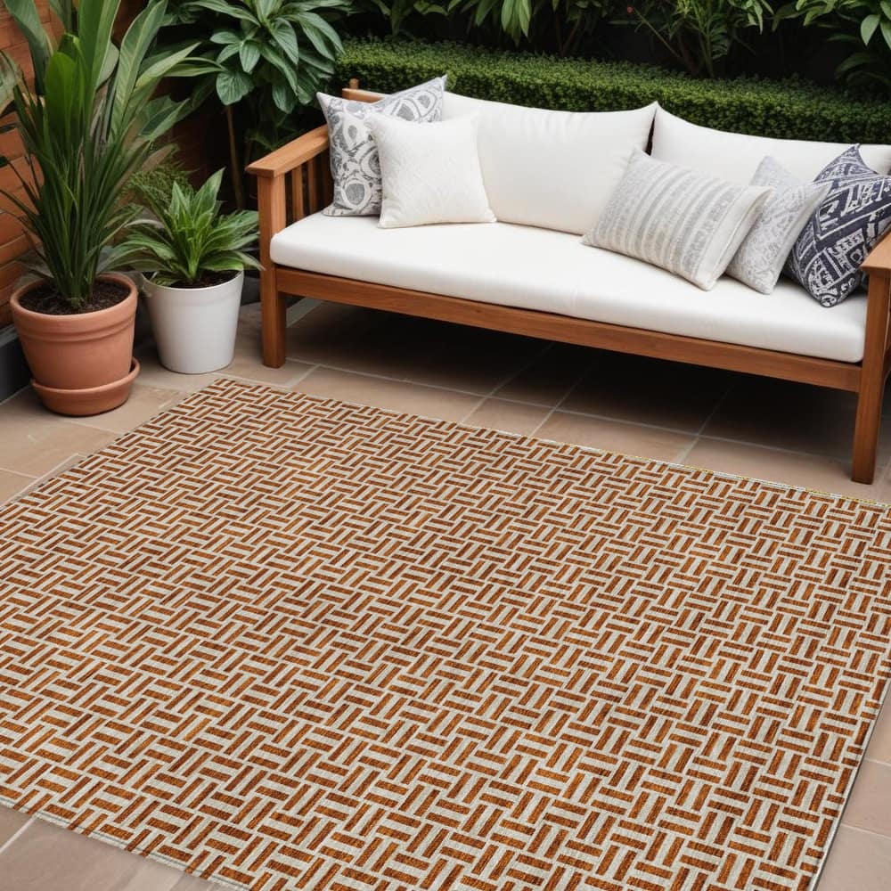 HomeRoots Geometric Transitional Rectangle Outdoor Rug