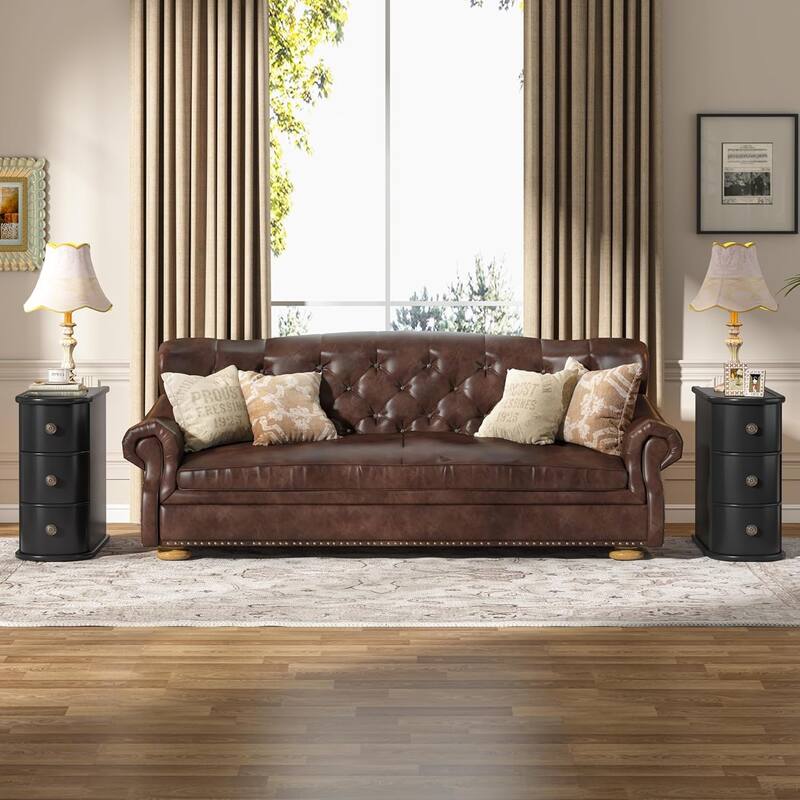 Solid Wood End Table, Two-Drawer Narrow Side Table, Fully Assembled