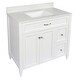 preview thumbnail 88 of 109, Vail 37" Bathroom Vanity with Cultured Marble Top Sink w/ Backsplash in White with White Basin