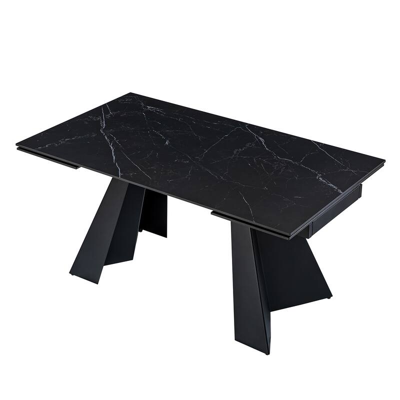 Noah 94" Mordern Extendable Dining Table with Metal Base by HULALA HOME