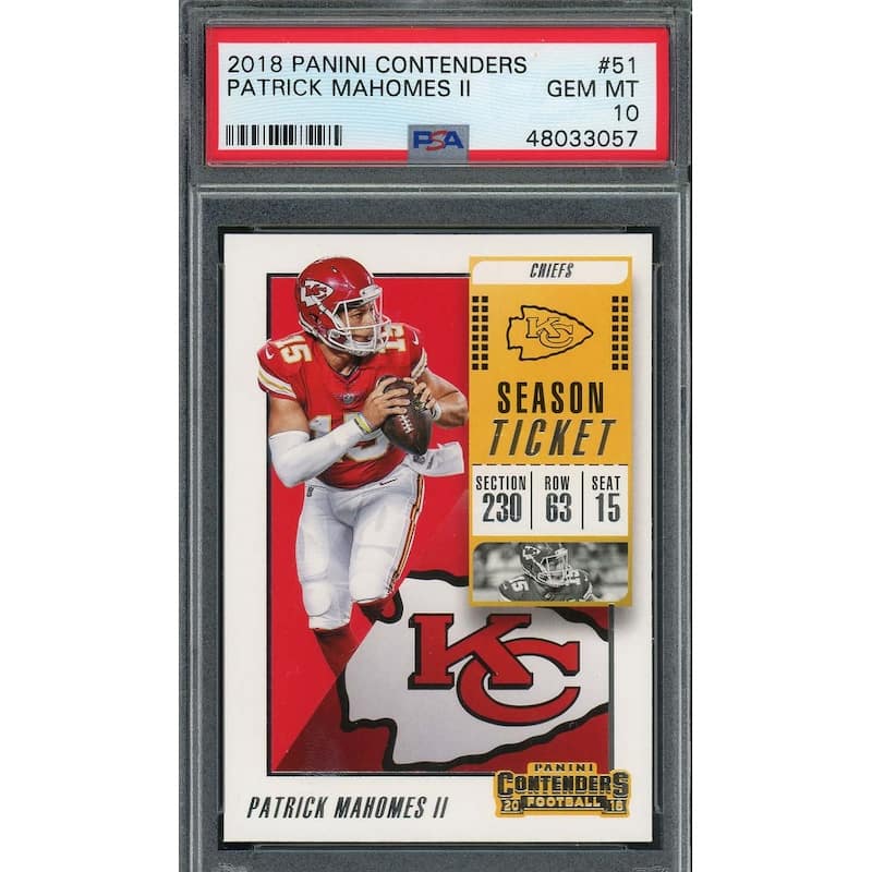 Patrick Mahomes 2018 Panini Contenders Football Card #51 Graded PSA 10 - 8'6" x 11'6"
