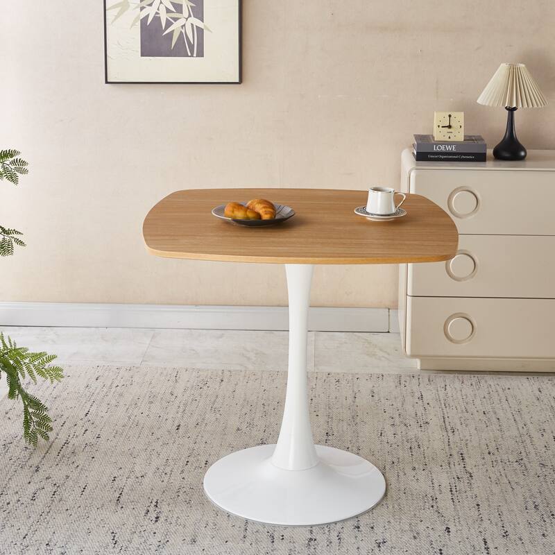 Pedestal Dining Table Round Top MDF and Metal Halloween Style Modern