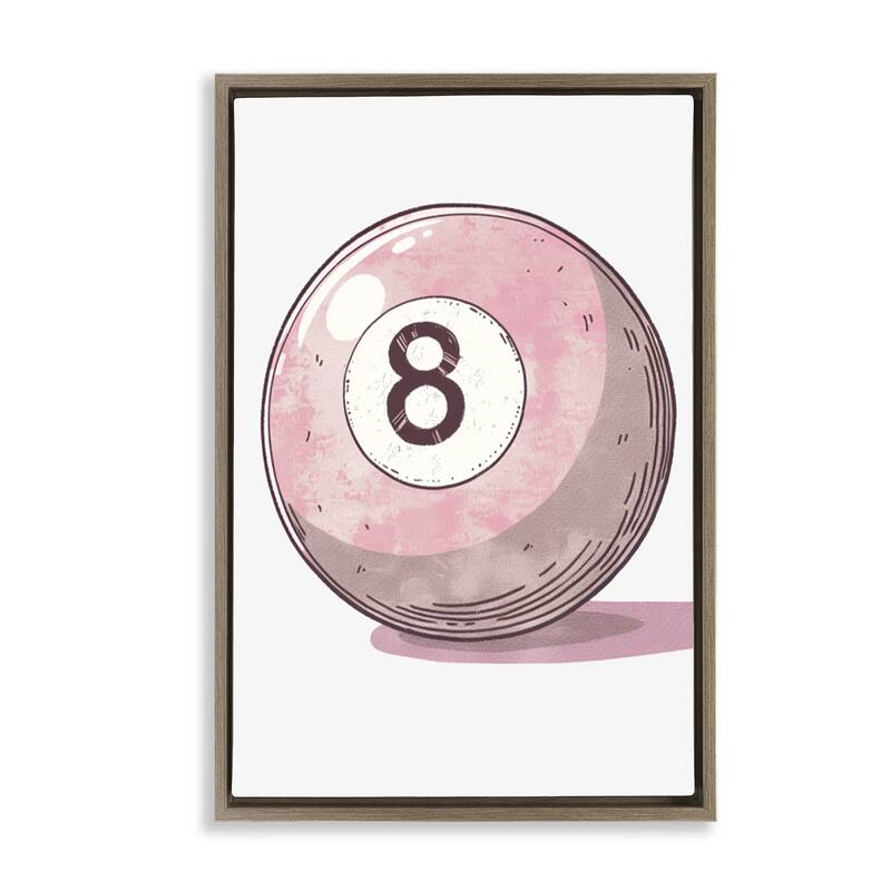 Stupell Pastel Eight Ball Framed Floater Canvas Wall Art Design By LSR Design Studio - 17 x 25 - Brown
