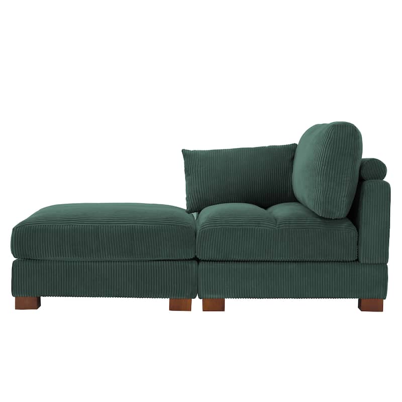 Modern 43'' Corduroy Comfy Sectional Chaise Lounge with Pillow