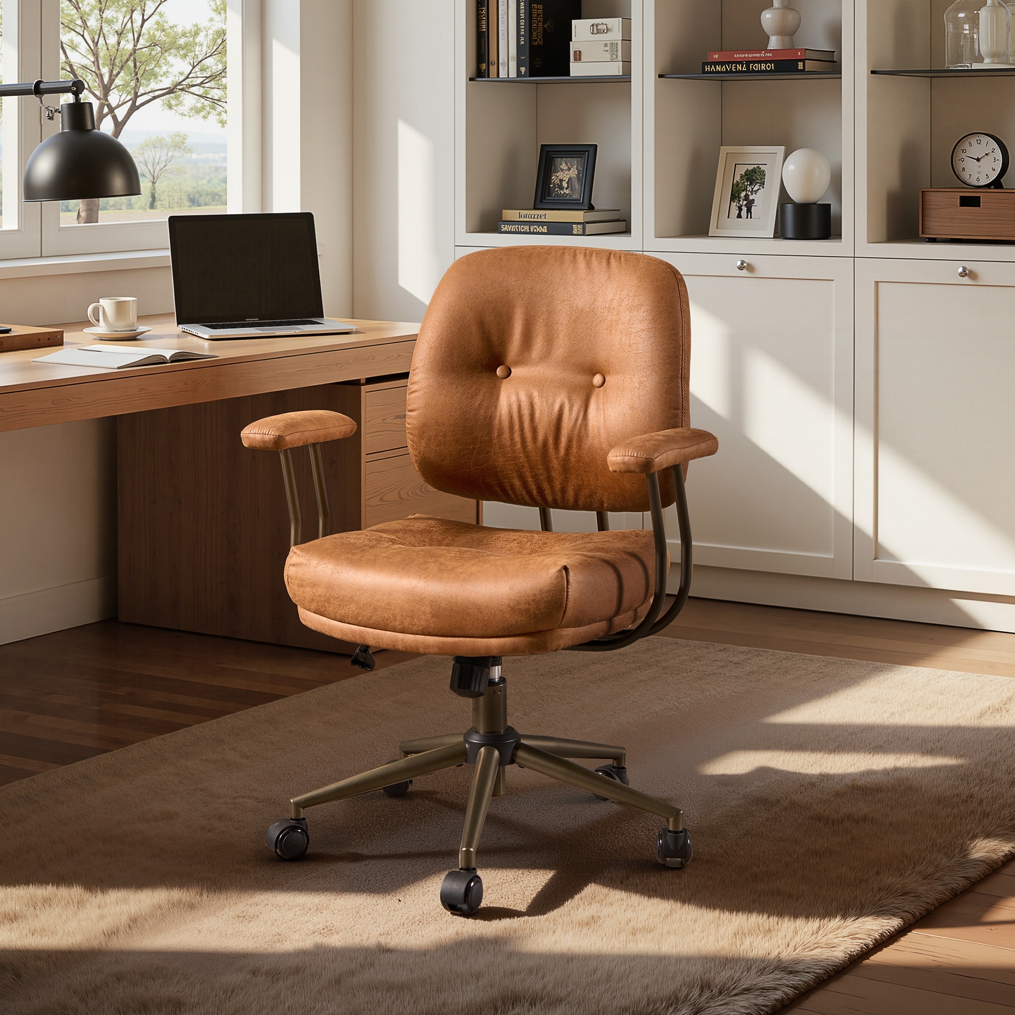 OVIOS Ergonomic Suede Fabric Office Swivel Desk Chair