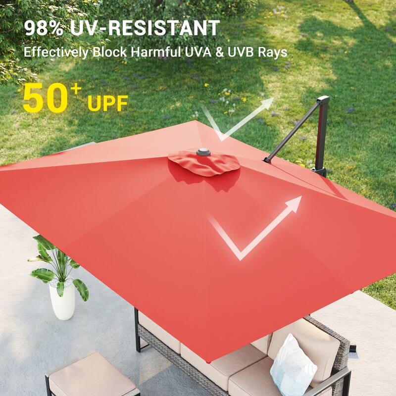 BONOSUKI 10x8FT Cantilever Patio Umbrella, Ultimate Outdoor Comfort with 360° Rotation and Canopy Angle Adjustment