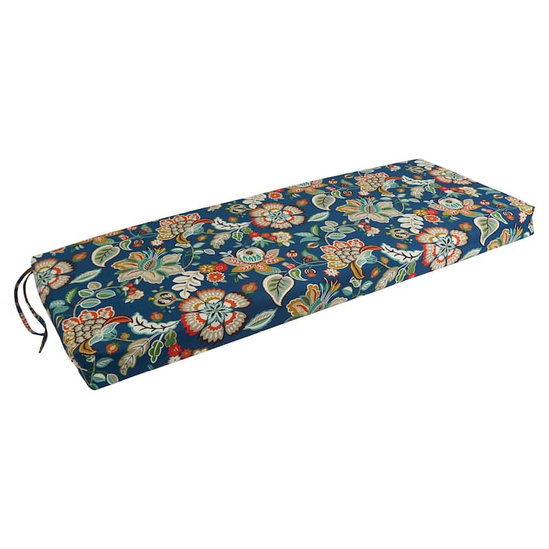 Blazing Needles 54-inch All-Weather Bench Cushion - 54 x 19 - Telfair Peacock