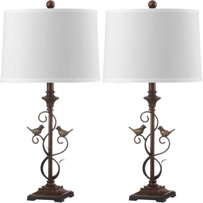 SAFAVIEH Lighting Ninfa 28-inch Oil-Rubbed Bronze Table Lamp (Set of 2) - 14"x14"x28" - 14Wx14Dx28H