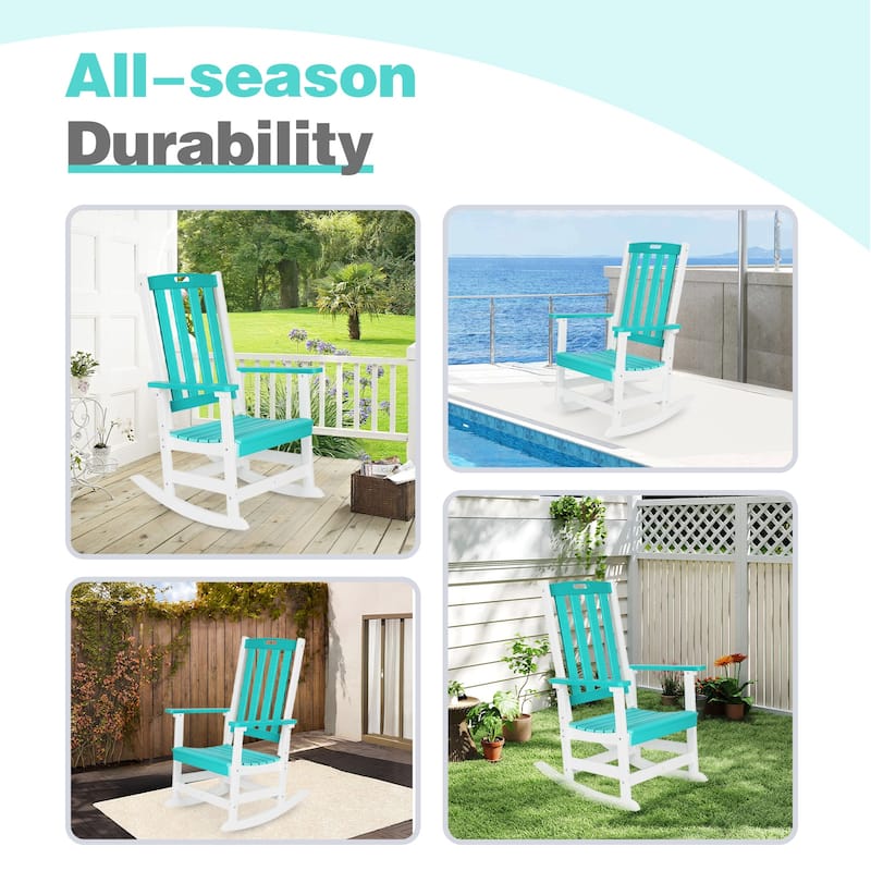 Aoodor Outdoor Rocking Chair, Ergonomic HDPE Rockers with All-Weather Design for Patio or Porch - N/A