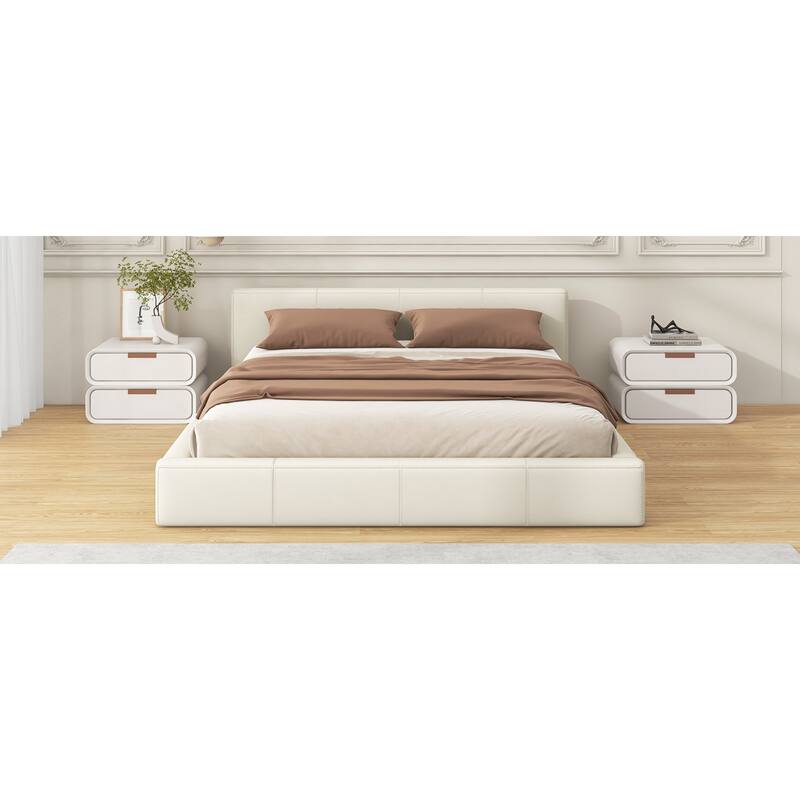 Roomfitters Faux Leather Upholstered Bed Frame with Birch Wood Slats
