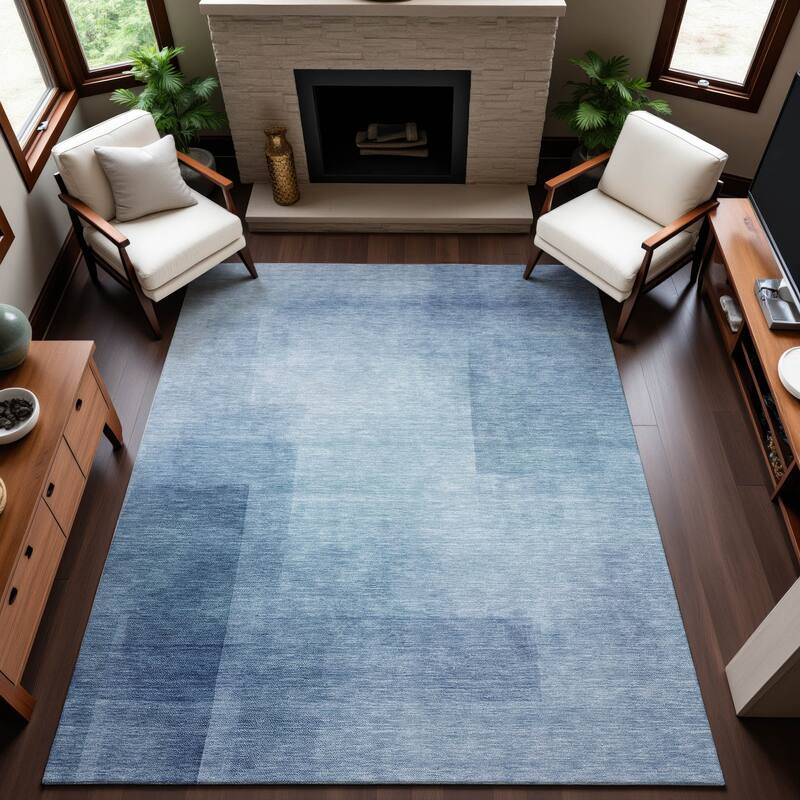 Premium Washable Super Soft Abstract Solid Mayfield Rug - Blue - 5' x 7'6"