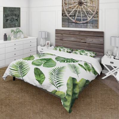 Designart 'Tropical Leaf Of Monstera V' Farmhouse Duvet Cover Set