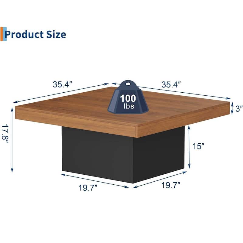 35 inch Coffee Table with Led Lights for Home Office, Apartment - N/A