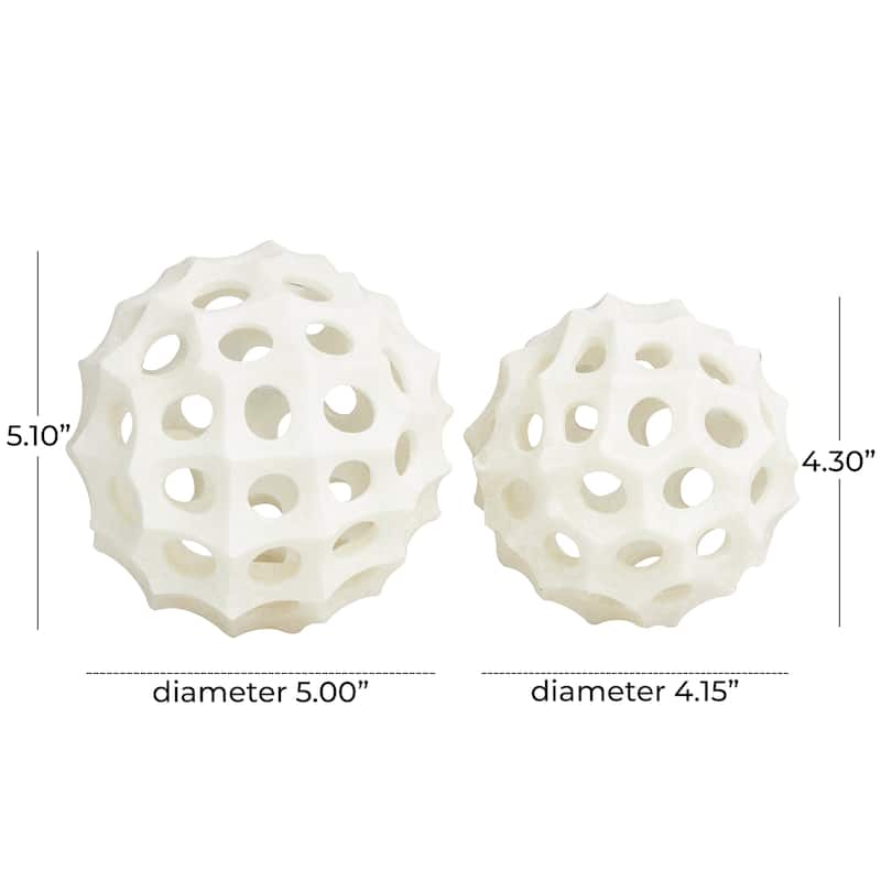 Cream Polystone Decorative Ball Abstract Orbs & Vase Filler (Set of 2)