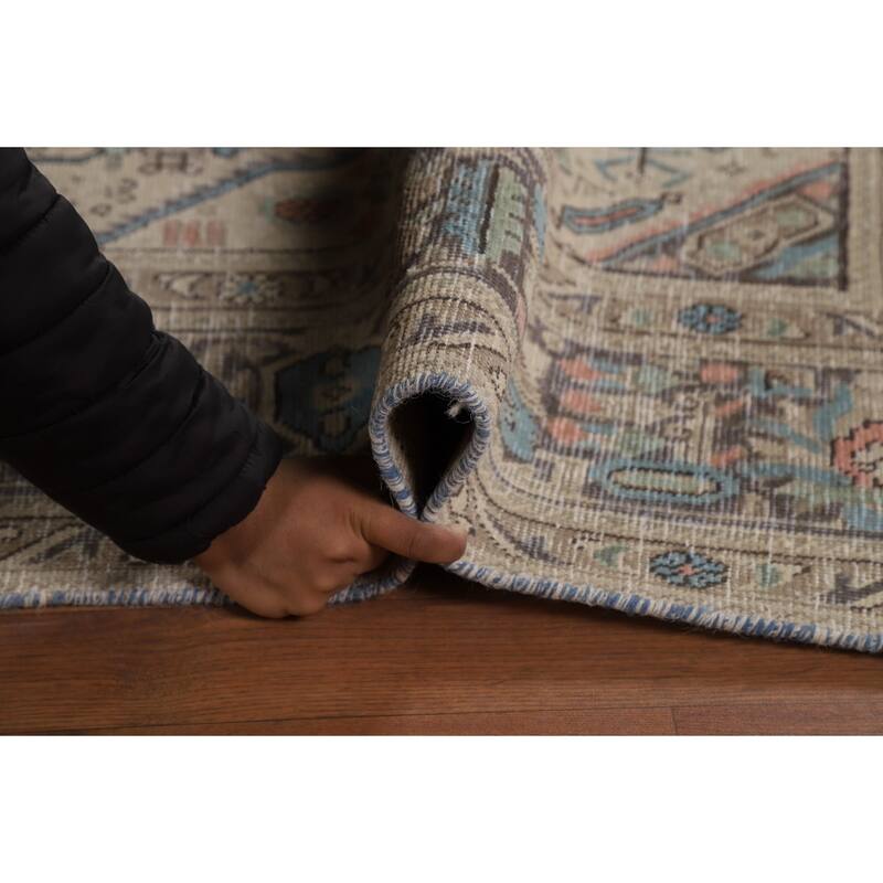 Geometric Tabriz Persian Vintage Area Rug Handmade Wool Carpet - 6'6"x 9'10"