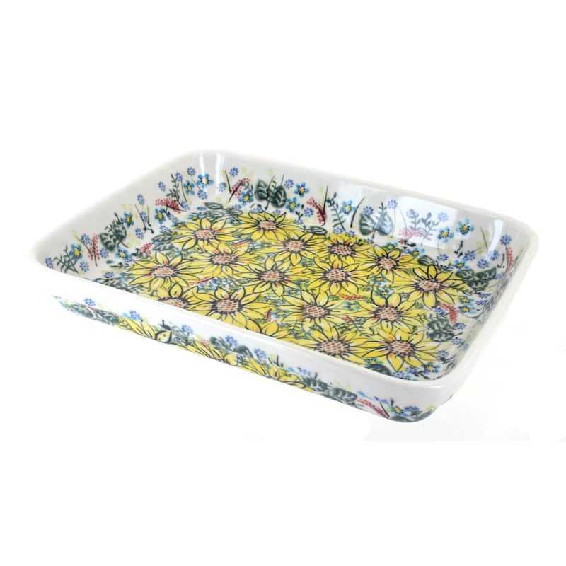 Blue Rose Polish Pottery 150 Vena Large Rectangular Baker