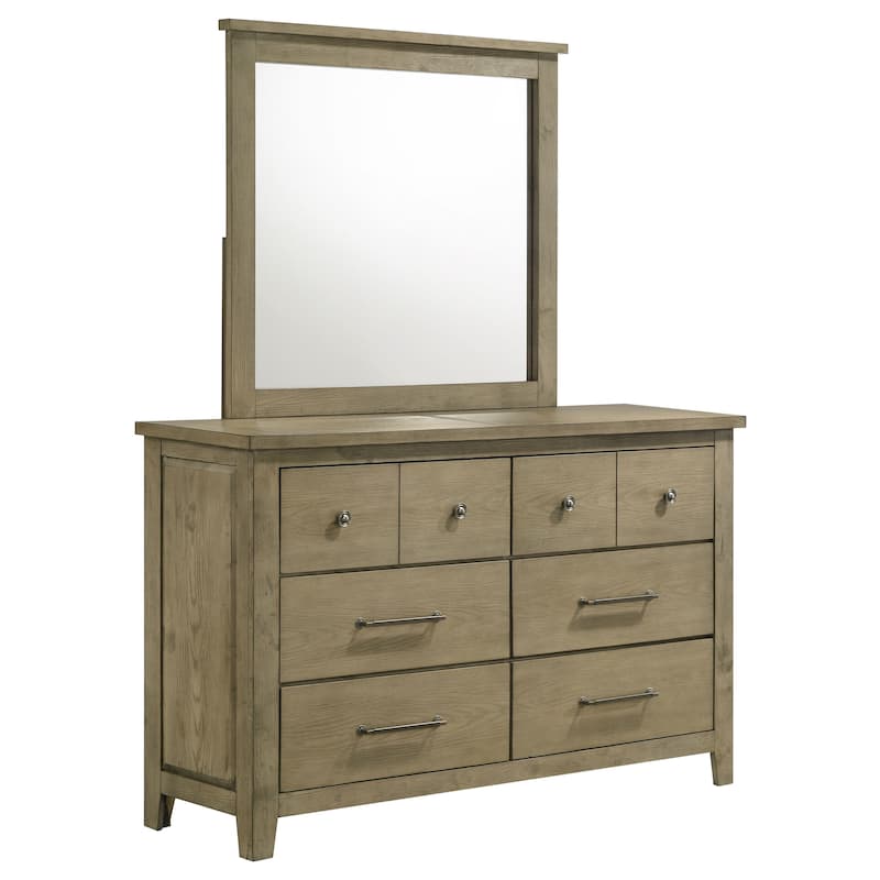 Hazlewood 6-drawer Bedroom Dresser with Mirror Vineyard Oak - Vineyard Oak