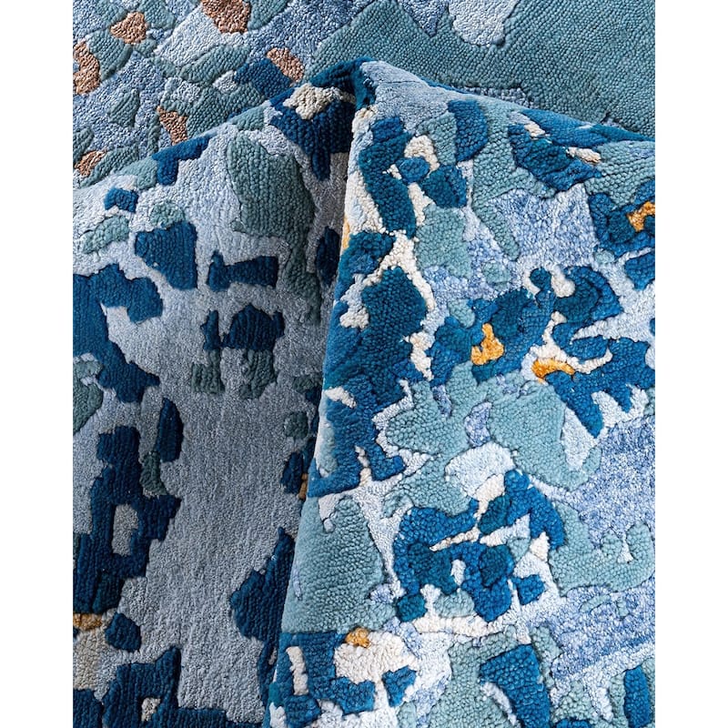 Modern One-of-a-Kind Hand-Knotted Area Rug - White, 9' 2" x 12' 1" - 9' 2" x 12' 1"
