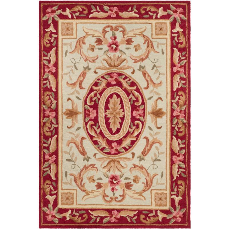 SAFAVIEH Handmade Easy Care Maribel Oriental Rug - 2' x 3' - Ivory/Burgundy - Rectangle