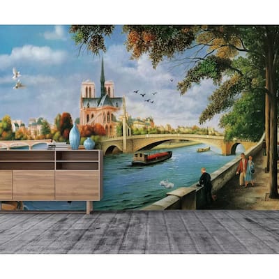 GK Wall Design Watercolor Historical City View Ancient Architecture City Landscape Removable Wallpaper