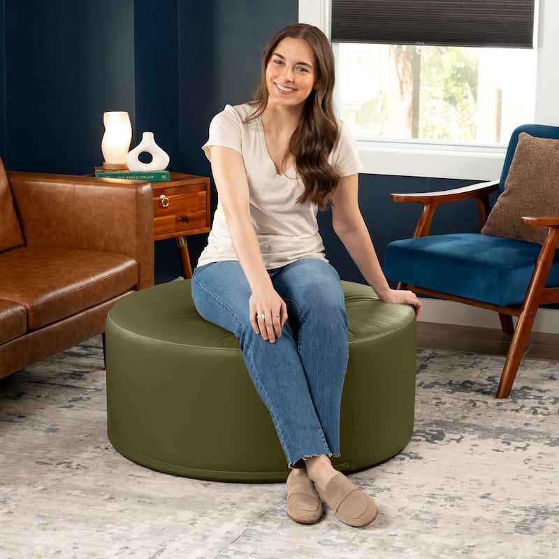 Jaxx Candler Round Couch Ottoman Large Coffee Table & Foot Rest